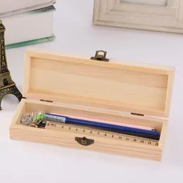 Caixa de lápis de madeira Eiffel Tower Pen Passeio de papelaria Organizador Casos de organizadores de recipiente com estação de latch escolar