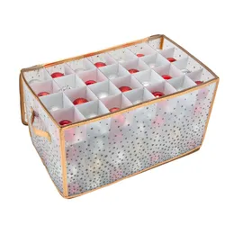 Semplifica la scatola dell'organizzatore per ornamenti in plastica per festività natalizi di 112 conteggi, oro