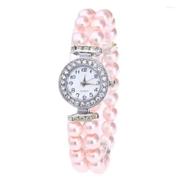 Armbanduhren Damenuhr Perle Schnur Armband Uhren Damen Damen Mode Quarzuhr Damen Armbanduhr Uhr Relogio