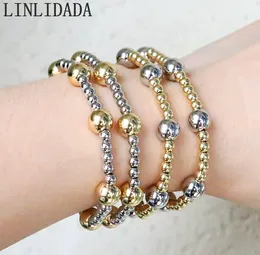 Łańcuch 10PCS Moda 4 mm 8 mm miedziana piłka z koralikami stretch Bracelet Bracelety Charm dla kobiet