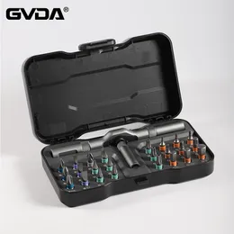 Schroevendraaier GVDA Ratchet Screwdriver 24 in 1 Ratchet Wrench Screw Driver Toolbox أداة إصلاح الأسرة بدوره المسمار الأدوات المغناطيسية الأدوات