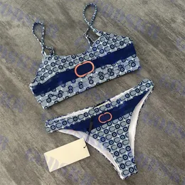 Randigt mönster Bikini Dam Badkläder Little Letter Logo Baddräkt Sommar Nya Damunderkläder Två färger