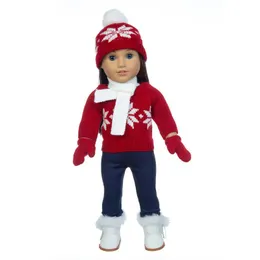 Puppenzubehör 43 cm Kawaii Mode Pullover Weihnachtskleid Hut 18 Zoll Puppenkleidung für American Girl Puppen Weihnachtsgeschenke