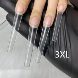 Nail Practice Display 500Pcs 3XL XXL Coffin s Straight Stiletto Square Shape Easy French XXXL Clear Press On False Art Tips Salo 230505