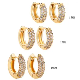 Hoopörhängen 15-19mm Pave White CZ Stone Thick Earring For Women Minimalist Mini Brosket Chunky Hoops smycken Tillbehör gåva