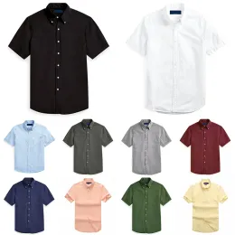 Kısa Kollu Gömlek Erkek Tasarımcı İş Elbise Gömlek Moda Moda Giriş Erkekler İnce Fit Stripe Küçük At Adam T Düz Renk