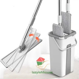 Mops Squeeze mop with bucket floor clean head cloth er Household Cleaning magic squeeze wall tiles 230505