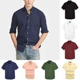 Erkek Gömlek Üstteki Küçük At Kalitesi Nakış Klavuzu Uzun Kollu Düz Renk İnce Uygun Sıradan İş Giysileri Uzun kollu gömlek Normal Boyut Çok Renk
