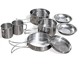 Camp Kitchen 8pcs/Set Ultra-Light ze stali ze stali nierdzewnej Zestaw do garnka na zewnątrz na zewnątrz kemping mini miski miski miski z zestawem gotowania P230506