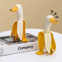 Decorative Objects Figurines Banana Duck Kawaii Room Decoration Home Office Desk Accessories Miniature Statue Modern Creative Craft Object Funny Gift 230506