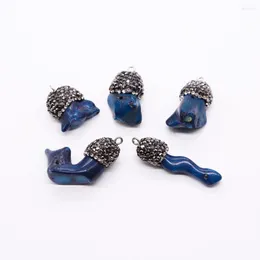 السحر 1PCS الحجر الطبيعي Amazonite Pendant Blue Semi-Pendants Connector Charm Make Make Jewelry Necklace Exclace Exclists