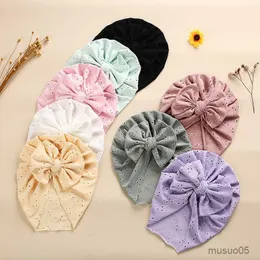 Caps Hats Sweet Lace Embroidery Baby Hat Turban Soft Elastic Hollow Infant Beanies Spring Summer Solid Color Kids Girl Boy Head Wrap