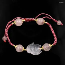 Strand Natural Stone Rose Quartz Lotus Caring Ручная плетение браслет йога Reiki Healing для женщин