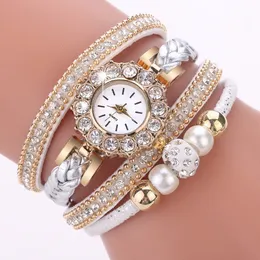 Damenuhren Luxus Gold Leder Für Perlen Kleid Kreativ Lässig Armband Armbanduhr Uhr Geschenk Relogio Feminino 230506