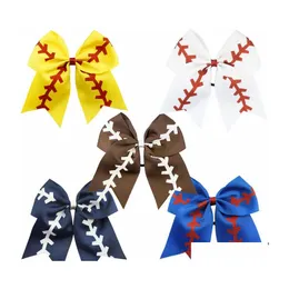 Akcesoria do włosów 10 Colours Softball Baby Headband Girl Baseball Hairbands Rugby Bowknot Tail Bows Cheerleading C6425 Drop dostarczenie K Dhanj