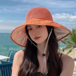 Wide Brim Hats Fashion Anti-UV Outdoor Sunscreen Beach Hat Sun Caps Fisherman Cap Women Ladies Foldable Bucket