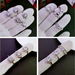 4 Krallen Kristall Zirkon Ring Mixed Style Stil Größe Gold Silber für Männer Frauen