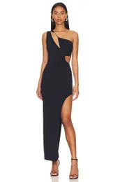 Повседневные платья Ciemiili Long Bandage Dress Lady's One Phoulding Hollow Out Split Bodycon Sexy Elegant Celebrity Nightclub Party Plays Z0506