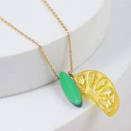 Pendant Necklaces Fashion 2023 Necklace For Women Cute Fruit Lemon Orange Resin Luxury Jewelry Set Gift Women's Neck Chain Golden Choker