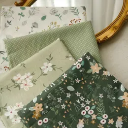 직물 160x50cm April Green Floral Twill Cotton Color Fabric 골동품 의류 복장 천 DIY P230506