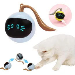 Zabawy automatyczne PET Smart Interactive Cat Toy kolorowe diody LED Self Rotating Ball Toys ładowanie USB Kitten Electronic Cat Ball