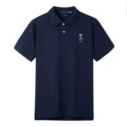 Toptan Kazeli Kısa Kollu Erkekler Sıradan Polos Gömlek İşlemeli Ayı T-Shirt İngiliz İş Sporları Pamuk S-XXXXXL