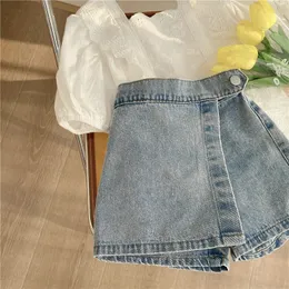 Skirts Summer Baby Girls Denim Thin Shorts Pure Color Korean Style Toddlers Kids Casual 230505