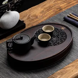 Teaware Bambu Tea Tray Hushåll Simple Bamboo Tray Kung Fu Tea Set Draining Long Dry Bloaking Tray Small Water Storage Tea Table