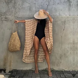 Women's Swimwear Kaftan Beach Tunic Cover up Saida de Praia Swimsuit Women Bikini cover Pareo Sarong wear N1225 230506