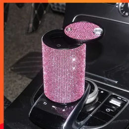 Posacenere per auto Portabicchieri portaoggetti Portacenere Portacenere Posacenere con strass rosa per auto Accessori con diamanti Interni per donna