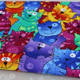 Fabric 1 m x 1.1 m cotton fabric for cartoon cat patchwork color digital printed fabric P230506