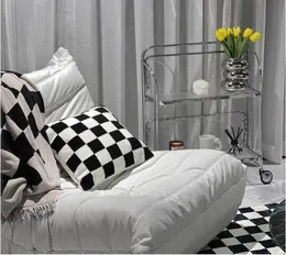 Travesseiro /decoração decorativa retro quadro -checkerboard tampa decorativa quadrada branca preta 45x45cm para travesseiros de cadeira de sofá -cama