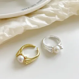Cluster Rings Amaiyllis 925 Серебряный серебряный свет роскошный модный барокко жемчужина с открытым кольцом.