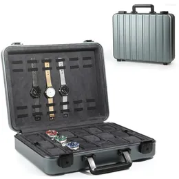 Watch Boxes Large Capacity Box Aluminium Alloy Safe Deposit Storage Fashion Suitcase Metal Key Protective Jewelry Case