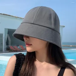 Szerokie brzegowe czapki moda kobiety czysty kolor wiadra kapelusz w basenie skóry letnie solidne akcesoria rybackie