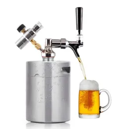 Homebrew Bira Mini fıçı Dispenser ile 2L KEG Paslanmaz Çelik Ayarlanabilir Bira Musluğu Mini Zanaat Bira Fıçı Brew Aksesuarları