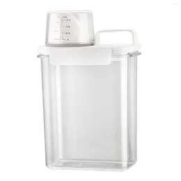 Lagringsflaskor tvättmedel fuktsäker transparent lyfttvättförsörjning Förpackning PET SEALED Tank Measuring Cup