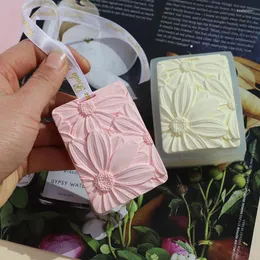 Pişirme Kalıpları DIY Dikdörtgen Alçı Alçı Kolye Araç Dekorasyon Silikon Kalıp Çiçekler Yaprak Balmumu Tablet Reçine Kalıp