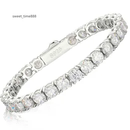 Armbänder 3mm6mm 925 Sterling Silber VVS Moissanit Tennis Armband Pass Diamond Test Kostenlose Gravur Bling Herren Edlen Schmuck für Frauen