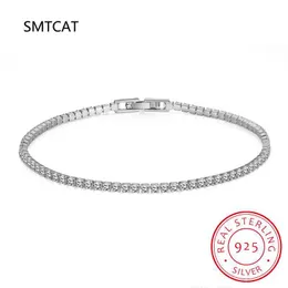 Pulseras Pulseras con dijes 2 mm Todo Moissanite Pulsera de tenis para hombres Mujeres Fiesta Cadena de diamantes simulada Plata de ley 925 Joyería fina Wh