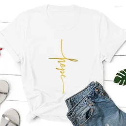 Kadınlar Tişörtler Christian Gold Hope İnanç Kutsanmış Siyah Pamuk Kıyafetleri Moda Baskılı Tshirt Grafik T-Shirts Üst Tees Unisex Goth
