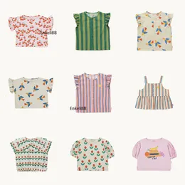 T-Shirts EnkeliBB Kleinkind Mädchen Lovely Summer T-Shirt 2023 TC Kids Arrivals Cartoon Short Sleeve Tees Cute Flower Print 230506