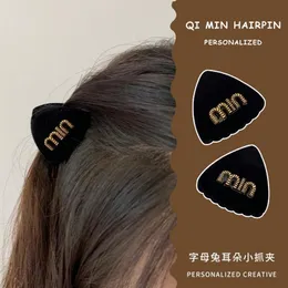 MIU letter velvet hairpin princess head side bangs clip haircard small scratch bangs clip headdress autumn and winter