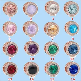 925 silver beads charms fit pandora charm opal rose gold pink blue series string pendant beads Love Heart Blue Crysta Charm For DIY