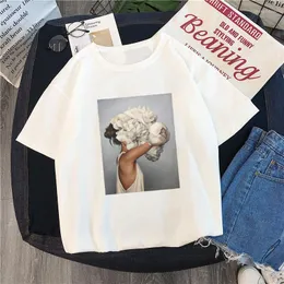 Men's T Shirts 2023 European And American Lettered Sexy Flower Feather Printed Short-Sleeved Shirt Women's T-shirt Girls Fashion Tees