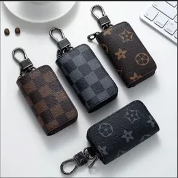 PU Leather Bag keychains Keys Keys Holder Key Rings Black Blaid Plaid Brown Flower Pouches Frendant Keyrings Charms for Men and Women Gifts 4 Colors.