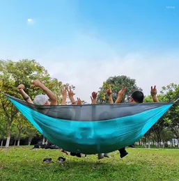 Campingmöbel Ultraleichte tragbare Hängematte mit Riemen Camping Survival Travel Multi Person Outdoor Furnitures Quick Open Recreation Swing