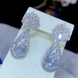 Dangle Chandelier Elegant AAA Cubic Zirconia Drop Earrings for Women Bridal Wedding Jewelry Accessories Classique Boucle Oreille Femme E134 230506