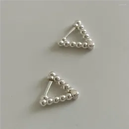 Orecchini a bottone Kinel 925 Sterling Silver Original Certified Geometric Triangle Round Bead per le donne Punk Hip Hop Style 2023 Trending