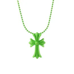 Pendant Necklaces Hip Hop Colorful Cross Necklace Ladies Age Trend Versatile Colors Available Comfortable Rubber Jewelry 230506